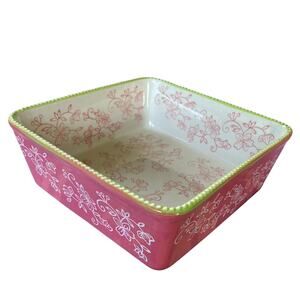 Temp-tations by Tara Square 1.5 Qt Baking Dish Floral Lace Oven Microwave Safe